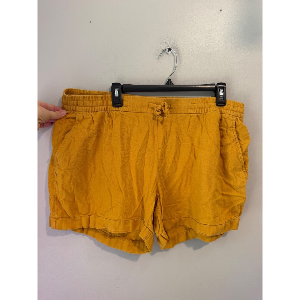 Old Navy Womens Mustard Yellow Linen Blend Drawstring Shorts XL RN 160476